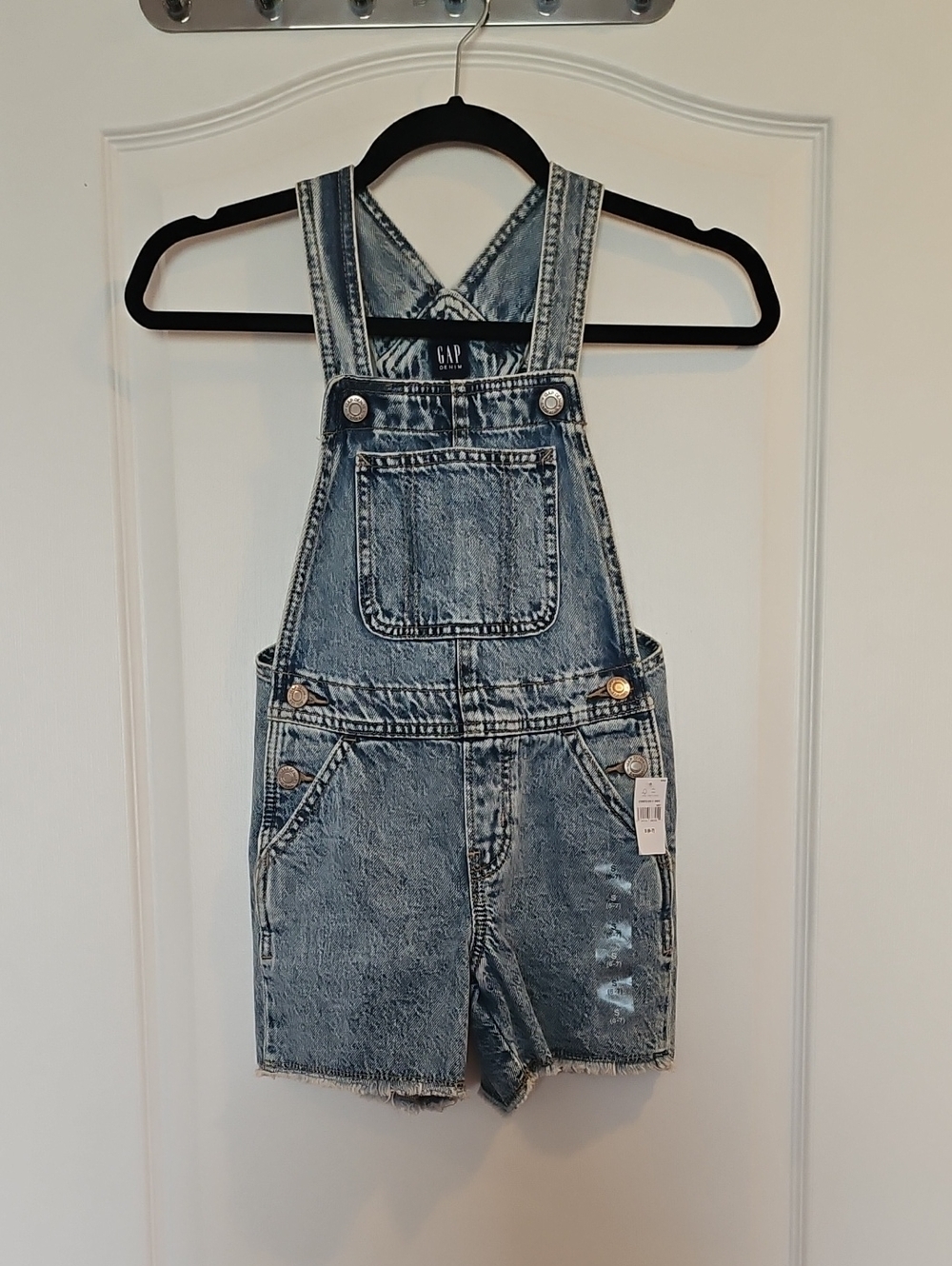 GAP Kids Light Wash Denim Short Overalls Size S (6-7yo)